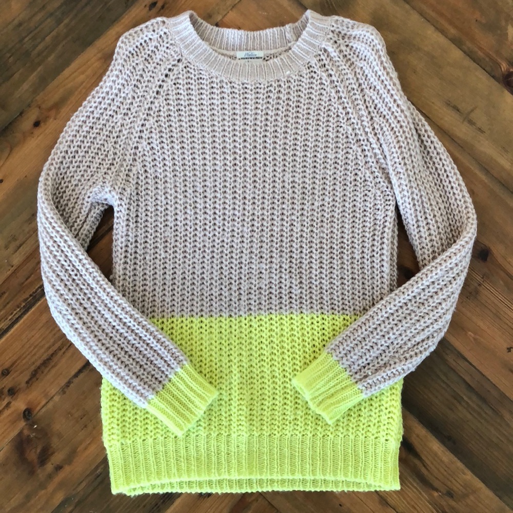 Ivory and Neon Woven Sweater